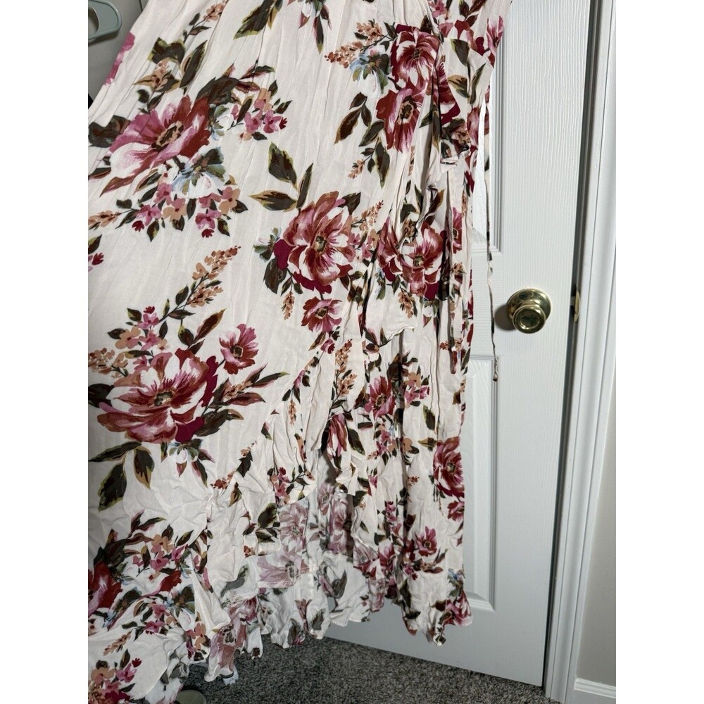 Xhilaration XXL Ivory Floral Maxi Dress Boho Cottagecore Short Sleeve - Picture 8 of 12